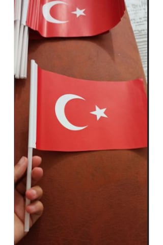 80 Adet Çubuklu Kağıt Türk Bayrağı Çıtalı Sopalı Ayyıldız Baskılı Bayrak 23 Nisan 19 Mayıs Süsleme Tüm Yaşlar