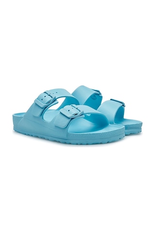 Unisex Terlik Çift Bantlı Tokalı Ayarlanabilir Hafif Rahat Esnek Yumuşak Sandalet 133 Turkuaz