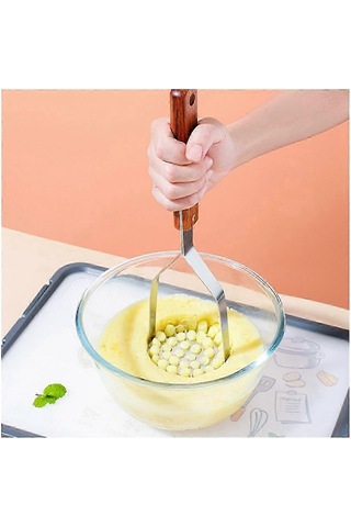 Paslanmaz Çelik Patates Ezici Kauçuk Saplı, 2'li Paket Patates Ve Sebzeleri Ezmek İçin Eski Mutfak Aletigümüş