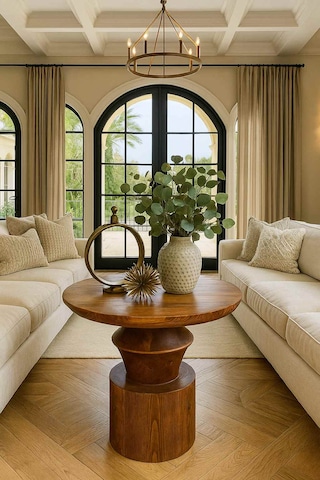 Modern Mantar Sehpa Meşe Renk Ahşap Orta Model Meşe