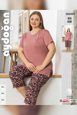 Aydoğan Kadın İnci Büyük Beden Somon Kapri Pijama Takım 0069 Somon