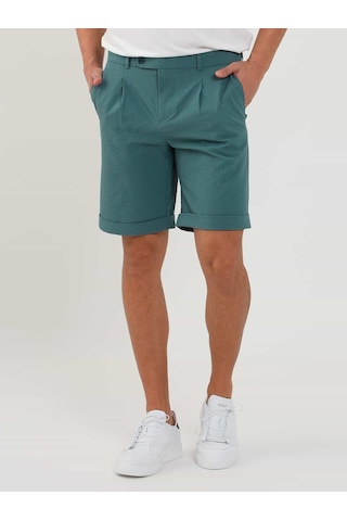 Dufy Yeşil Erkek Slim Fit Gofre Desenli Short - 104675-Yeşil