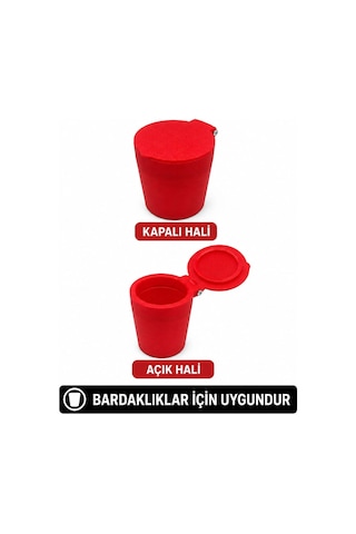 Oto Küllük Kırmızı , Bardaklıkta Kullanılan Küllük , Koku Önleyici Kapaklı Araba Küllüğü