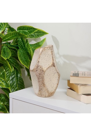 Evidea Deco Urthania Vazo - Bej / Gold - 25 Cm Bej / Altın