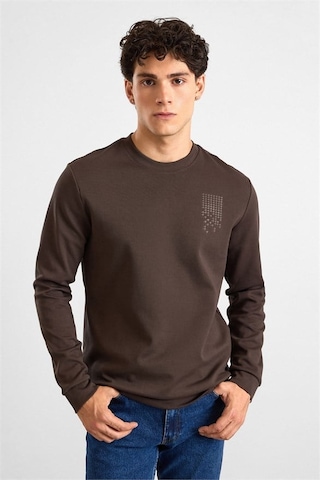 Süvari Koyu Kahve Regular Düz Baskılı İnterlok Bisiklet Yaka Cepsiz Sweatshirt Ssw2013700006-kh9 Koyu Kahverengi