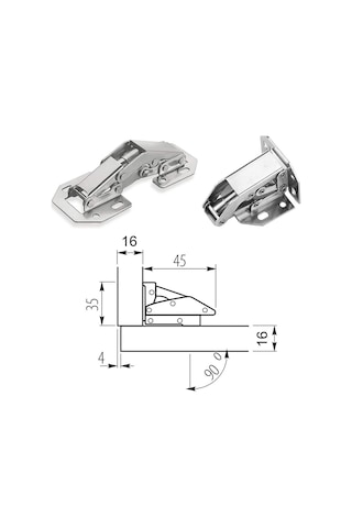 10 Adet Tas Deliksiz Mobilya Dolap Menteşesi Galvaniz
