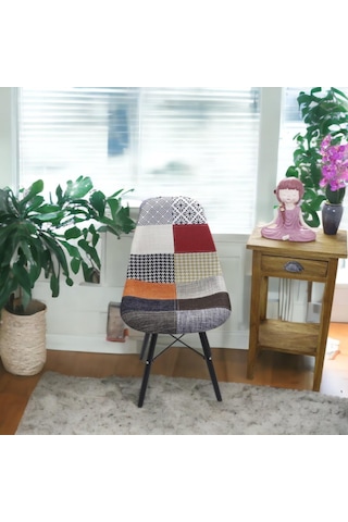 T.conept Renkli Patchwork Sandalye Siyah Ayaklı renkli