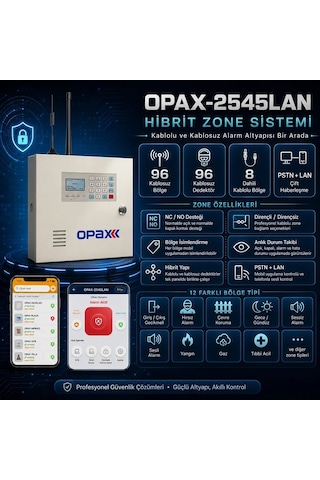 Opax-2545lan Bgr-10 Kablolu Sirenli Akülü Lan/pstn Ev Ve İşyeri Alarm Seti