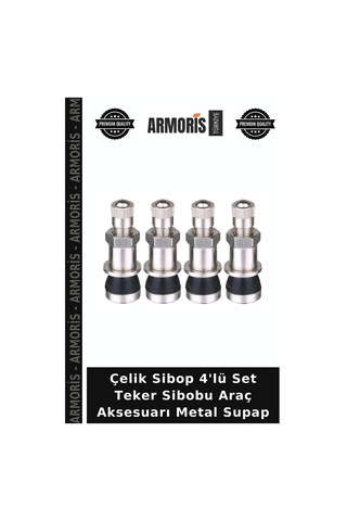 Çelik Sibop 4'lü Set Teker Sibobu Araç Aksesuarı Metal Supap