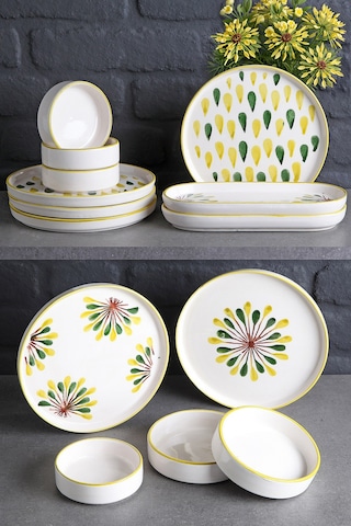 Nandy Home 14 Parça 6 Kişilik Handmade Yeşil Nokta Kahvaltı Takımı - Lüx Kahvaltılık Sunum Seti Yeşil