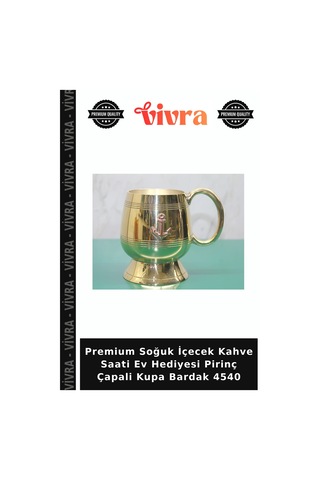 Premium Soğuk İçecek Kahve Saati Ev Hediyesi Pirinç Çapali Kupa Bardak 4540 Çok Renkli
