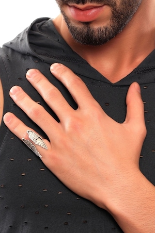 Erkek Antik Gümüş Kaplama Ayarlanabilir Melek Kanadı  Yüzük Gümüş