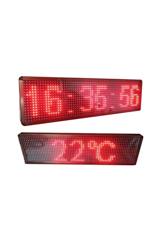 Sanec Çift Modül Dijital Saat-derece Kasa: 67x19 Cm, Kırmızı