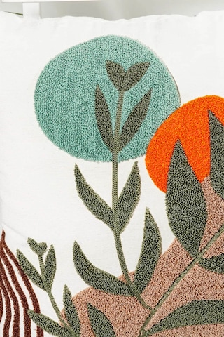 Bohem Tarzı Punch Nakışlı Kırlent Kılıfı 45x45 Cm, Beyaz Kumaş, Dekoratif Yastık Kılıfı Karışık/Çok Renkli