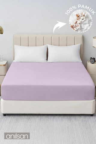 Düz Lila Lastikli Çarşaf %100 Pamuk Tek/çift Kişilik Ev, Otel Çarşafı,63 Tel Lila