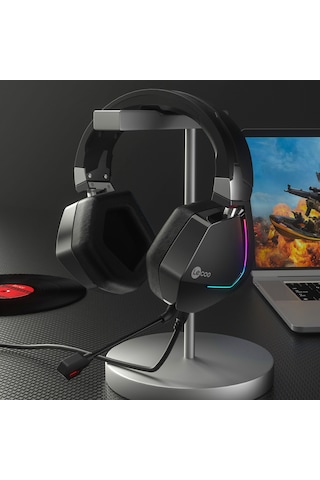Lecoo HT402 USB + 3.5 MM Jack Kablolu RGB Çıkartılabilir Mikrofonlu Kulak Üstü Gaming Kulaklık