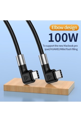 Moly İos Uyumlu 15 Serisi A9 0.5m Dirsek Açılı 5a 100w Hızlı-c Tip-c Naylon Örgülü 480mbps Veri Kablosu