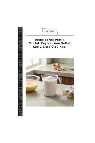 Delux Serisi Pratik Mutfak Çeyiz Ürünü Şeffaf Kap 1 Litre Ölçü Kabı Çok Renkli