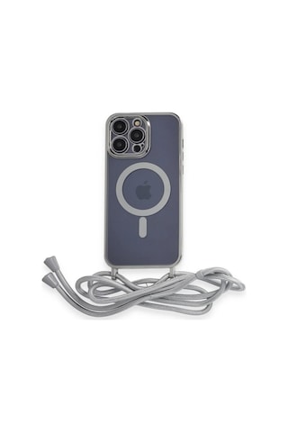 Apple İphone 13 Pro Max Kılıf Divo Lazer Askılı Magsafe Kapak - Gümüş