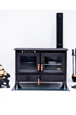 Reyo Stove Halfeti Büyük Camlı Fırınlı Şömine Kuzine Soba