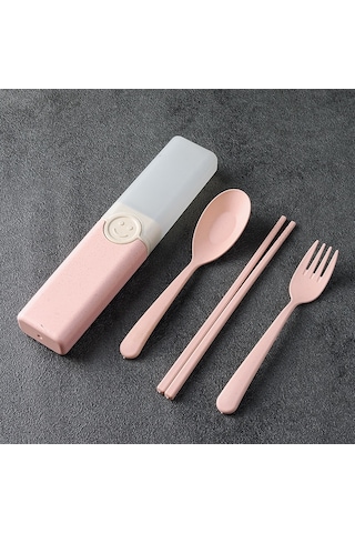 Sones 4'ü 1 Arada Taşınabilir Buğday Samanı Sofra Takımı Açık Hava Seyahat Saklama Sofra Takımı Kutusu, Stil: A Çubuklu