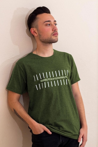 Erkek Haki Çizgi Baskılı Normal Kesim Bisiklet Yaka Erkek Tişört 22etshmros 001