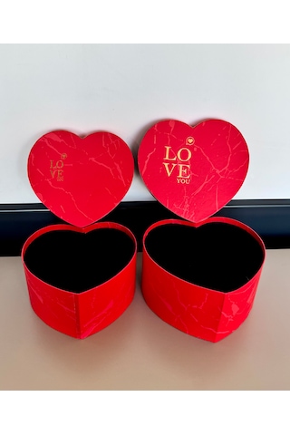 Sevgililer Günü Kalpli Love Kutu-2 Adet Kalpli Hediye Kutusu