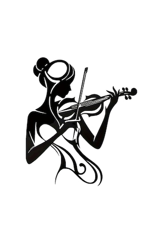 Homyl Kemancı Kadın Silüet Sanatı Duvar Askısı Banyo İçin 26x30cm