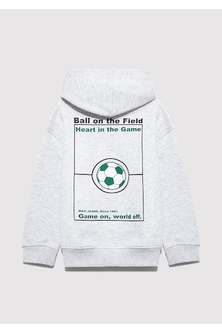 Mavi - Baskılı Kapüşonlu Gri Sweatshirt 6s10182-88467 Gri