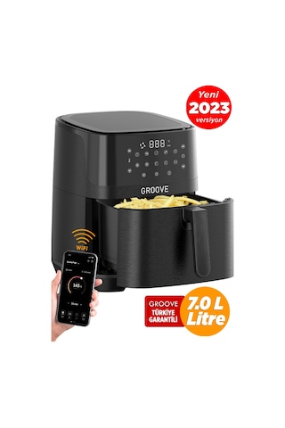 Groove Max XXL 7L 1800W WiFi Smart Airfryer Air Fryer Yağsız Sıcak Hava Fritözü Siyah