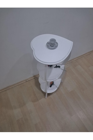 Çiçeklik Fiskos 90679 Çiçeklik Kalpli Model Mdf Parlak Ahşap Ayak Parlak Beyaz