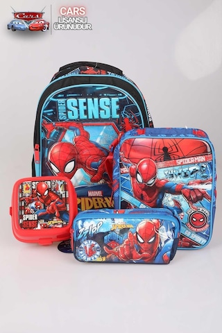 Lisanslı Spıderman Okul,beslenme Ve Kalem Çantası İle 2 Katlı Beslenme Kabı/lunch Box Seti Diğer