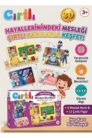 Cırtlı Hikaye Kartları - 3d Meslekler Eğitici Eğlenceli Zeka Ve Beceri Oyunu 23 Figürlü