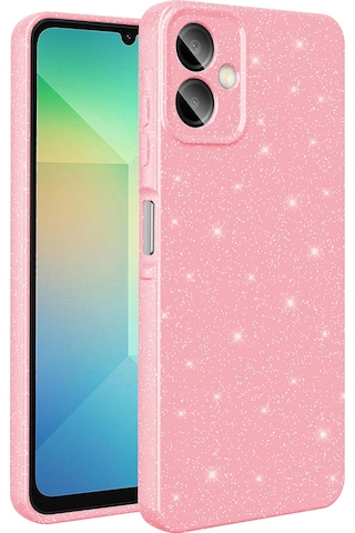 Samsung Uyumlu Galaxy A07 Kılıf Kamera Korumalı Simli Lüks Zore Koton Kapak Açık Pembe