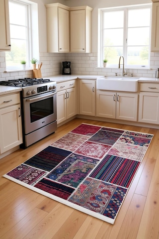 Blghome Patchwork Modern Halı Dekoratif Kilim Pudra