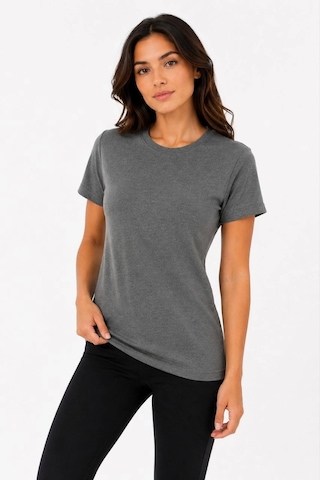 Alfanora Kadın Basic Tişört Bisiklet Yaka Kısa Kol Günlük Yazlık Slim Fit T-shirt - Antrasit