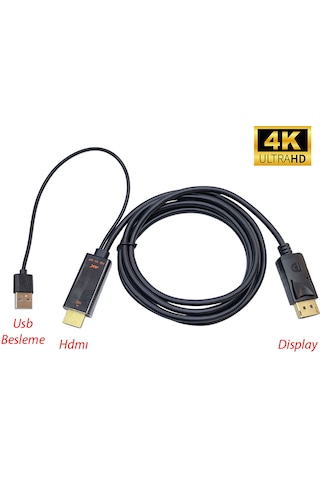 Hdmı To Displayport Çevirici Kablo Hdmı Out Çıkış Display İn Giriş
