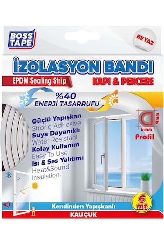 Boss Kapı Pencere Izolasyon Fitili - Bandı Beyaz