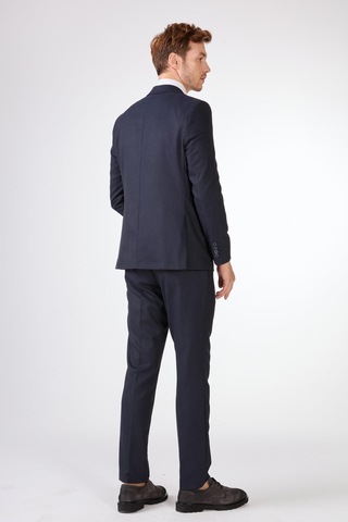 Dufy Lacivert Armürlü Slim Fit Casual Takım Elbise Lacivert