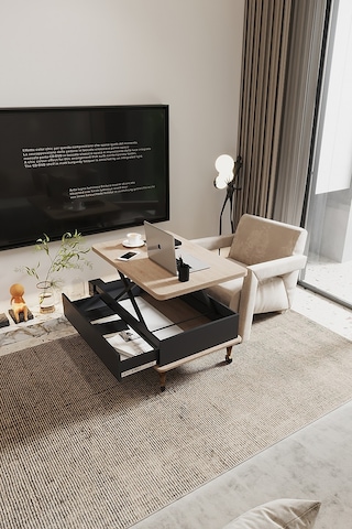 Kolexonline Nino Akıllı Sehpa Tekerli Ayaklı Çekmeceli