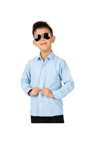 Mnk Baby & Kids Düz Renk Erkek Çocuk Gömlek Mnk0575 Mavi