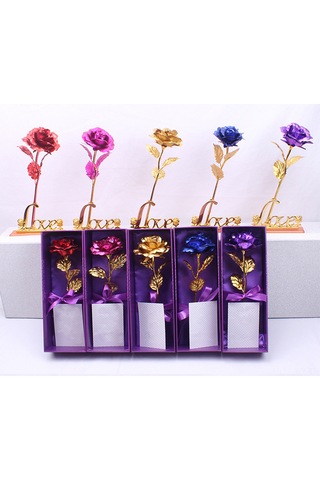 Wezone 24k Altın Varaklı Yapay Gül Seti: Hediye Kutusu Ve Çantası İle Romantik Dekorasyon