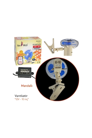 Sun Mild 12V Vantilatör 10 inç Mandallı BR6400404