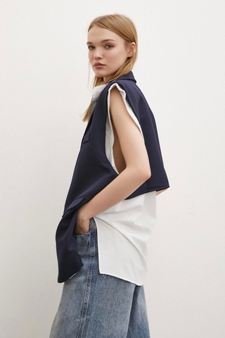 Never More Hakim Yaka Gömlekli Yelek Lacivert Lacivert