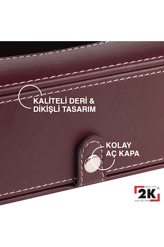 2k Suni Deri Peçetelik Mendil Kutusu 13 24 6 Cm. Bordo Bordo