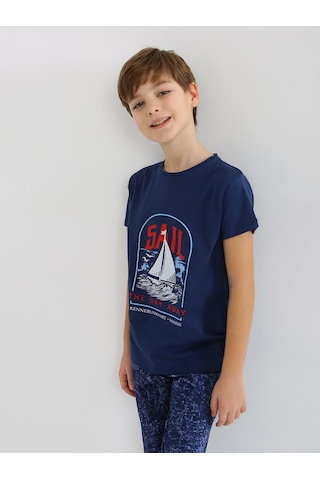Vitmo Erkek Çocuk Kısa Kollu %100 Pamuklu Pijama Takımı Sail Lacivert