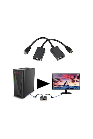 Hdmi Rj45 Cat5e 6 Extender Uzatıcı Uzatma Aparatı Adaptör