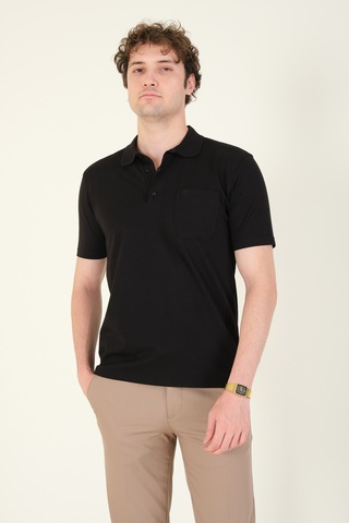 Giyim Dünyası Erkek Süprem Kumaş Cepli Polo Yaka T-shirt Siyah 001