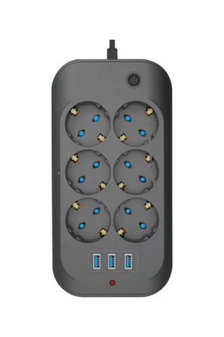 Termal Akım Korumalı, Çocuk Korumalı, 6 Lı 2 Mt Uzatma Kablosu 6 X Priz, 3 X Usb 1