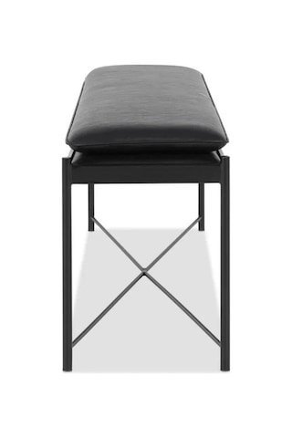 Essa Modern Suni Deri Döşemeli Metal Ayaklı Bench Gri